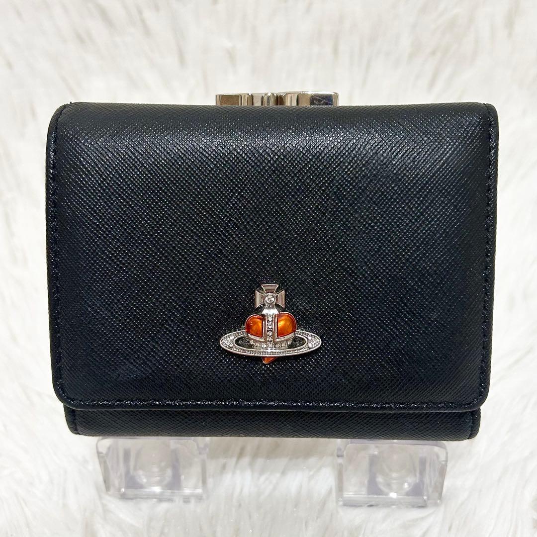 美品✨ヴィヴィアンウエストウッド ディアマンテ 三つ折り財布 がま口 レザー