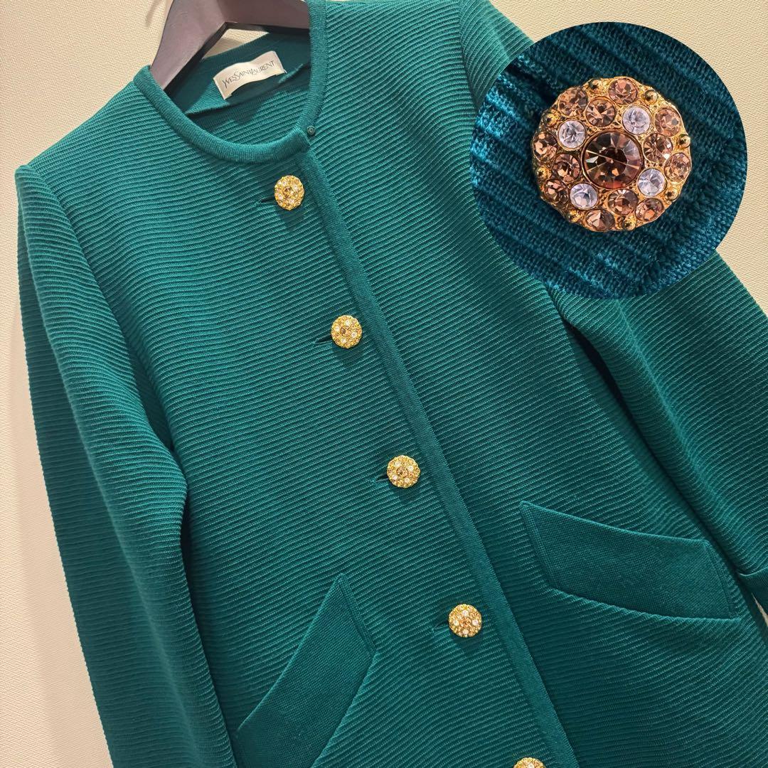 イヴ・サンローラン YVES SAINT LAURENT ビジュー　カーディガン