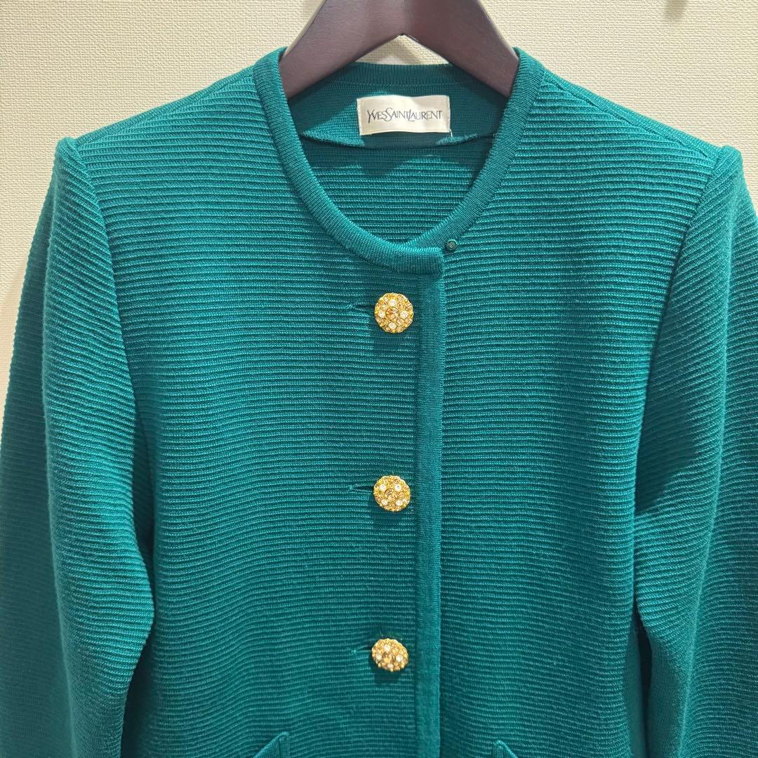 イヴ・サンローラン YVES SAINT LAURENT ビジュー　カーディガン