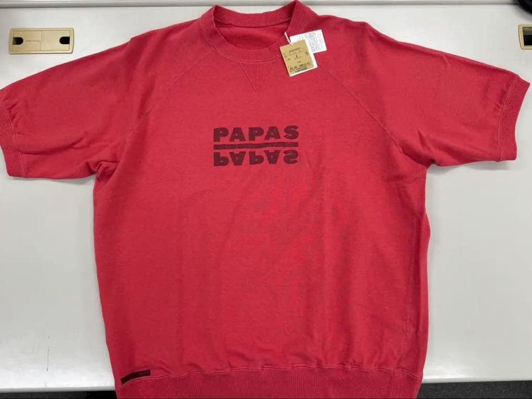 【新品タグ付き】 Papas パパス 半袖スウェット 赤 LL 日本製 メンズ