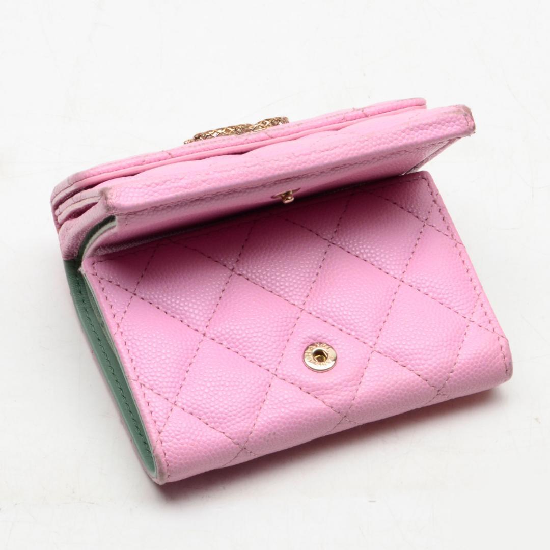 L*d様 CHANEL　スモールウォレット　ピンク　ミントグリーン　三つ折り財布