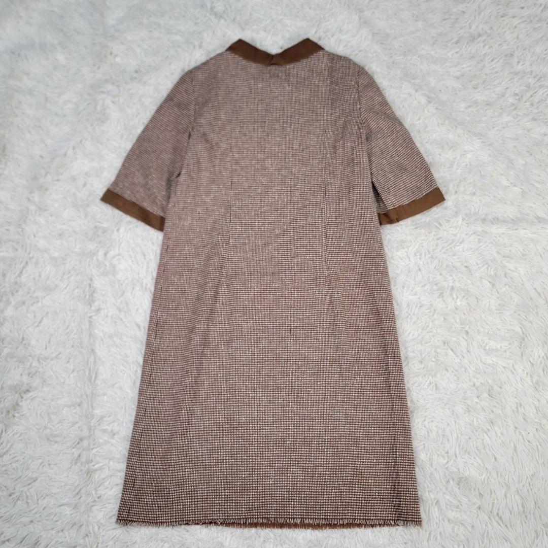 美品☆ランバンコレクション　ツイード　ワンピース　五分袖　M　比翼