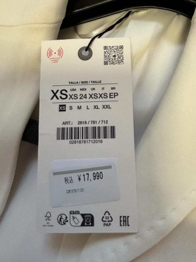 J626★新品 ザラ ステッチ ブレザー ジャケット 羽織り XS(7-9号)白