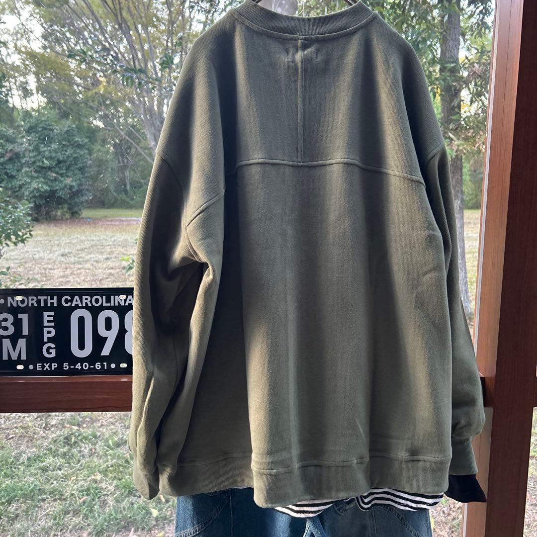♡せのん♡サン 異素材 切替 ポンチ ZIP ブルゾン カーキ リメイクあり