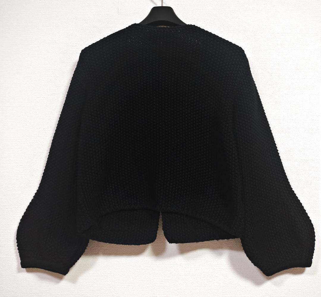 極美品 FOXEYフォクシーニューヨーク ぽわん袖カーディガン 黒40