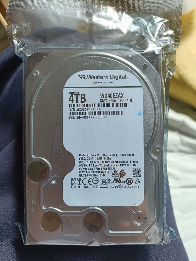新品未使用品！Western Digital WD40EZAX 4TB