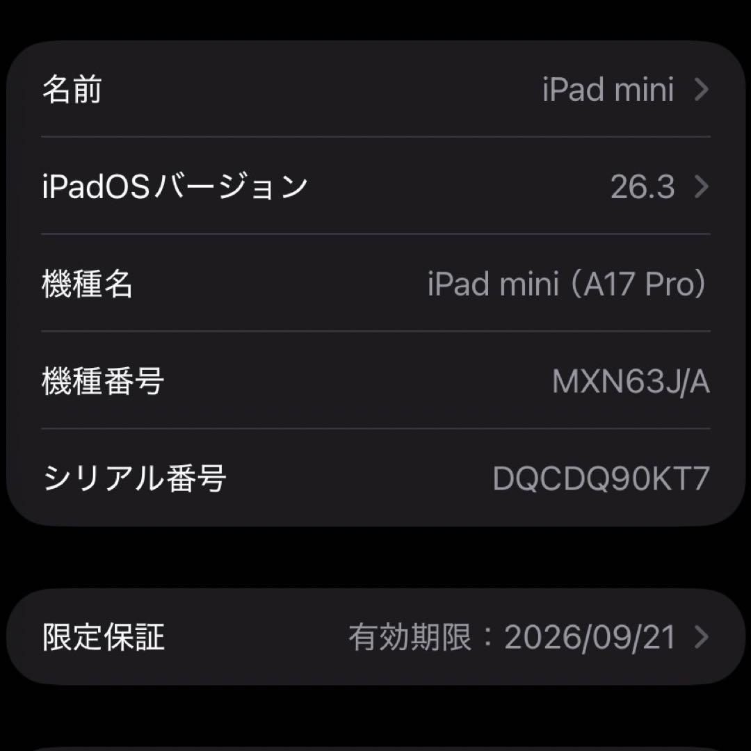 Apple iPad mini (第7世代/A17) スペースグレイ 128GB