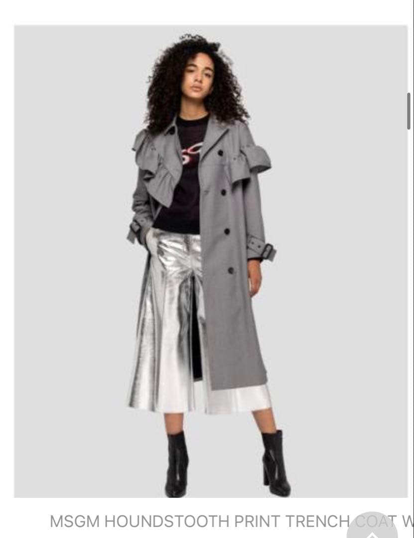 ジャケット・アウター MSGM Houndstooth Ruffle Trench Coat