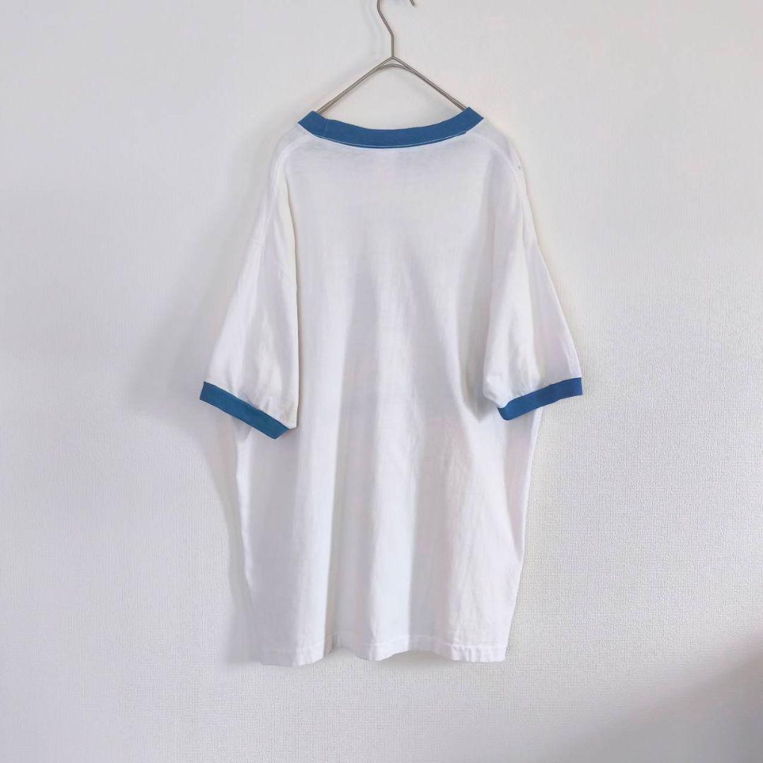90s USA製　ドナルドダック　ディズニー　　リンガーTシャツ　XL