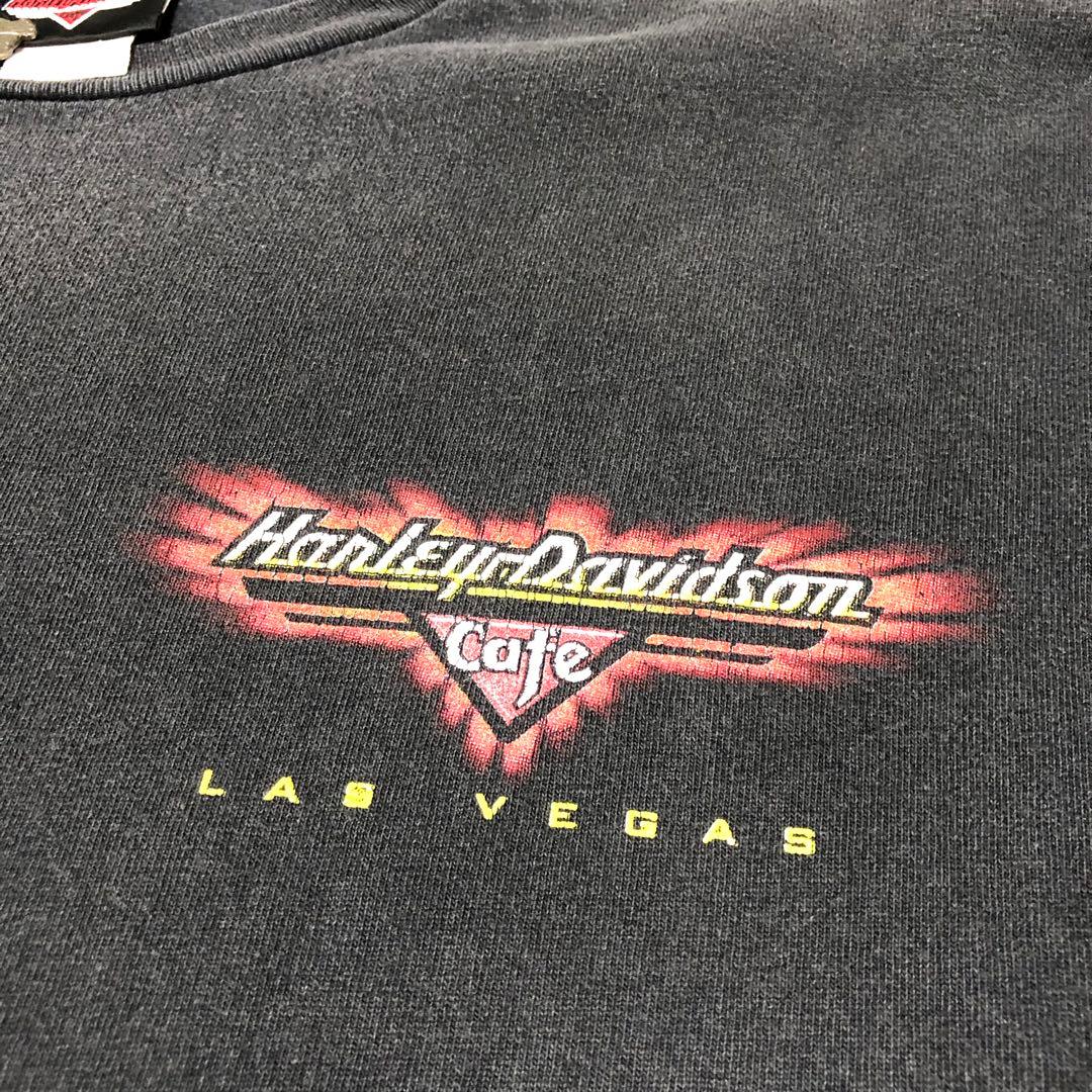 HARLEY-DAVIDSON tシャツ ビンテージ 黒 両面プリ ファイヤー