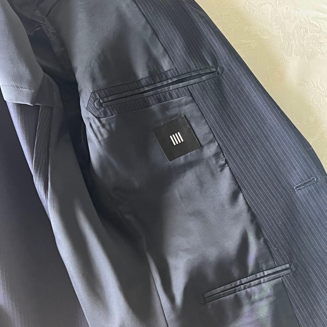 【SUIT SELECT】極美品☆スーツセット☆ストライプ☆L☆A7☆ネイビー
