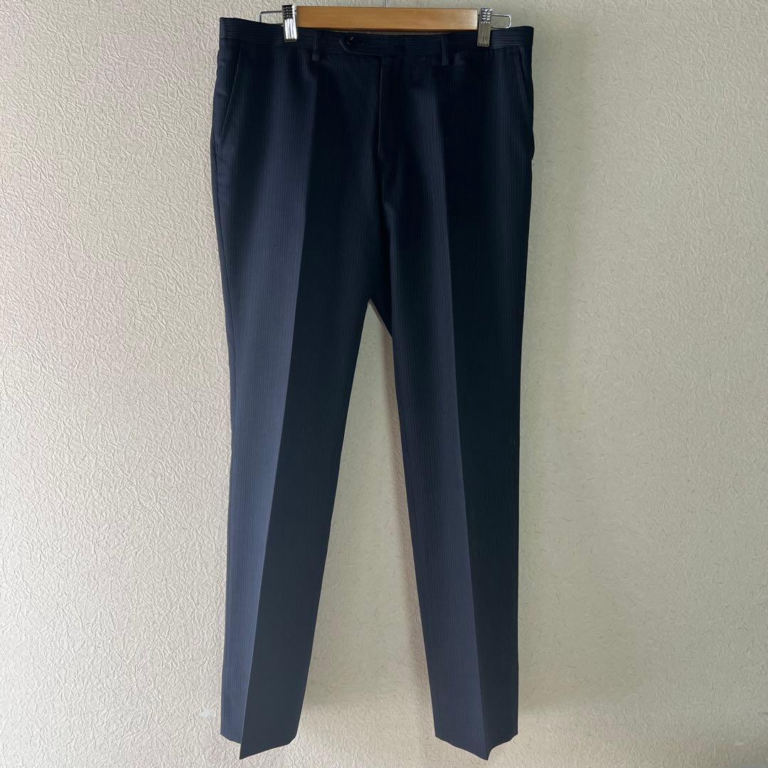 【SUIT SELECT】極美品☆スーツセット☆ストライプ☆L☆A7☆ネイビー