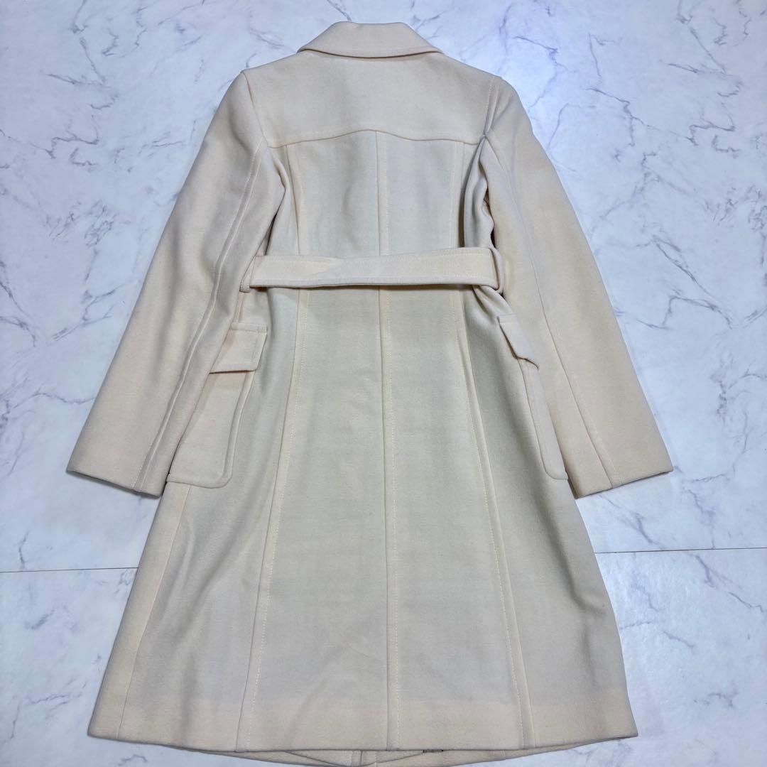 美品 バーバリー ブルーレーベル ロングコート アンゴラ ノバチェック 白 M