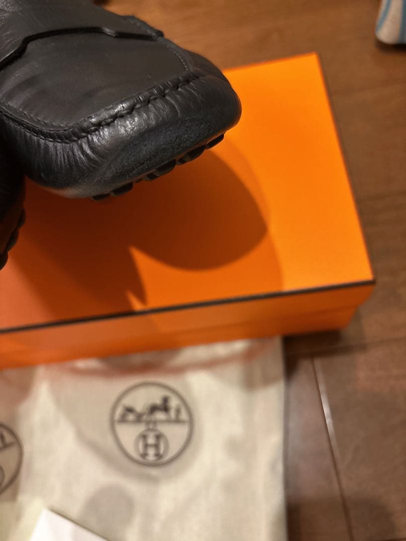 HERMES エルメス　モカシン　黒　43 1/2 27.5センチ程