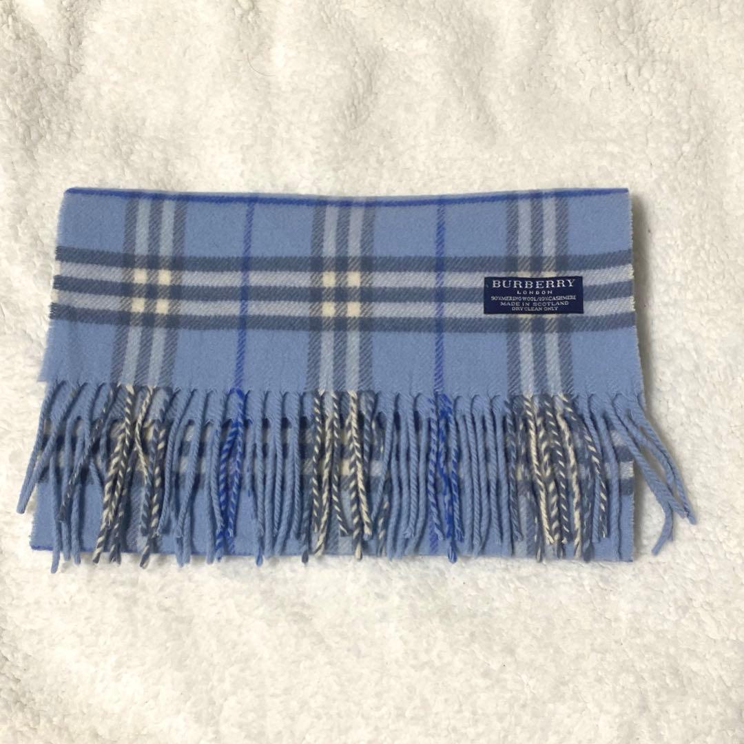 バーバリー　BURBERRY Londonブルー ノバチェック　ウール　カシミヤ