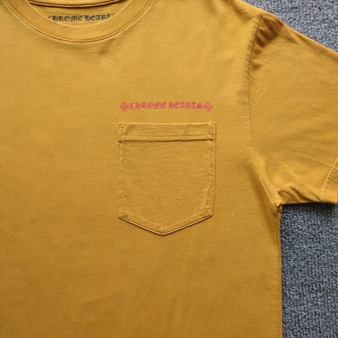 希少カラークロムハーツポケットTシャツSマスタードイエローバックプリントUSA製