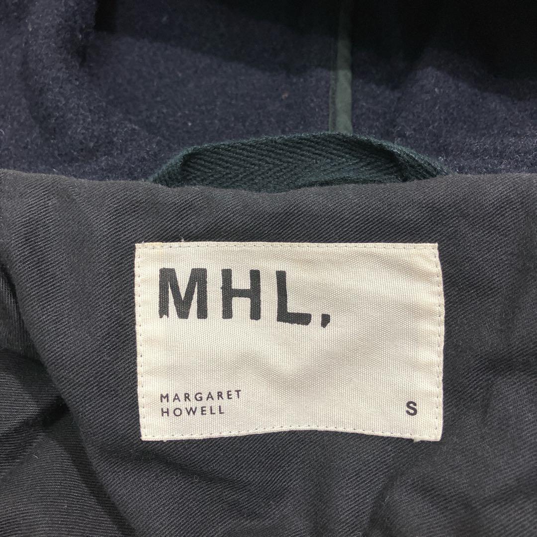 【逸品】MHL ウール　ダッフルロングコート　ネイビー　メルトン　トグル