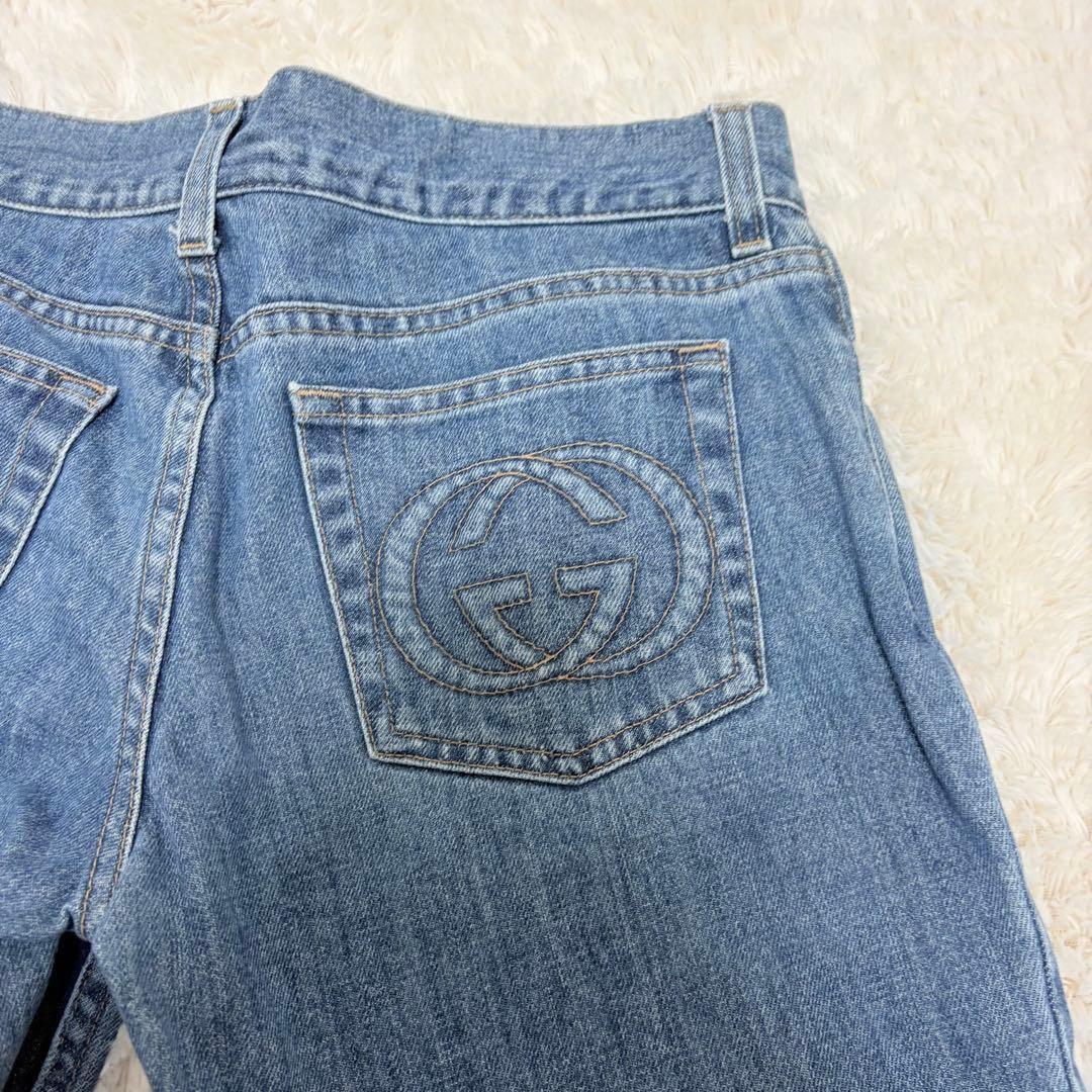 イタリア製✨希少　グッチ　GUCCI ストレートデニム　ロゴ刺繍　40サイズ