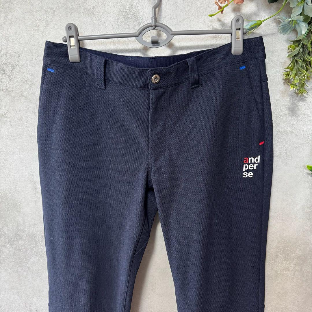 アンパスィ　ジャガードパンツ　ストレッチ　ネイビー　ゴルフウェア