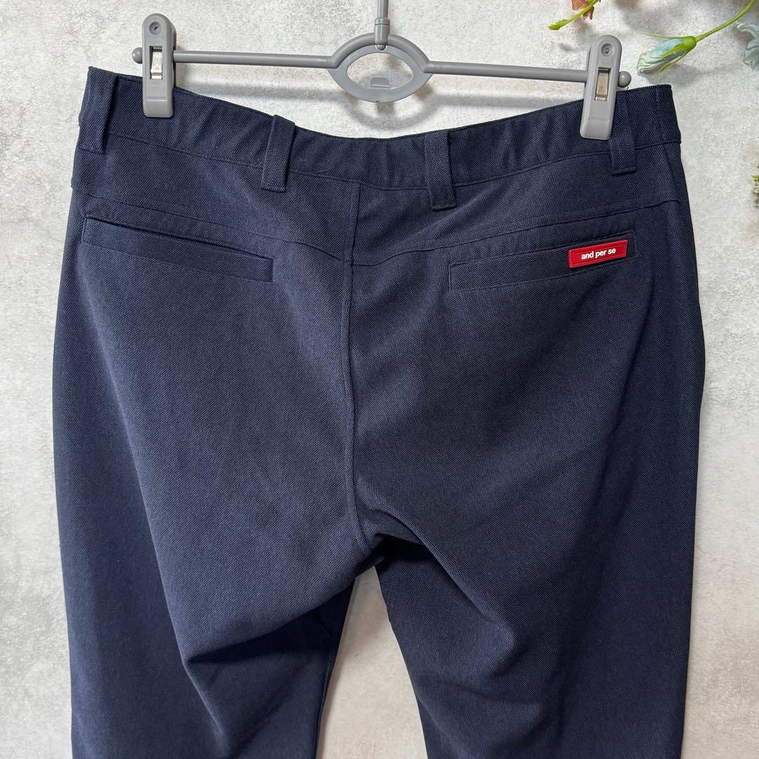 アンパスィ　ジャガードパンツ　ストレッチ　ネイビー　ゴルフウェア