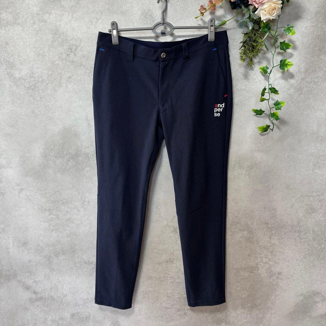 アンパスィ　ジャガードパンツ　ストレッチ　ネイビー　ゴルフウェア