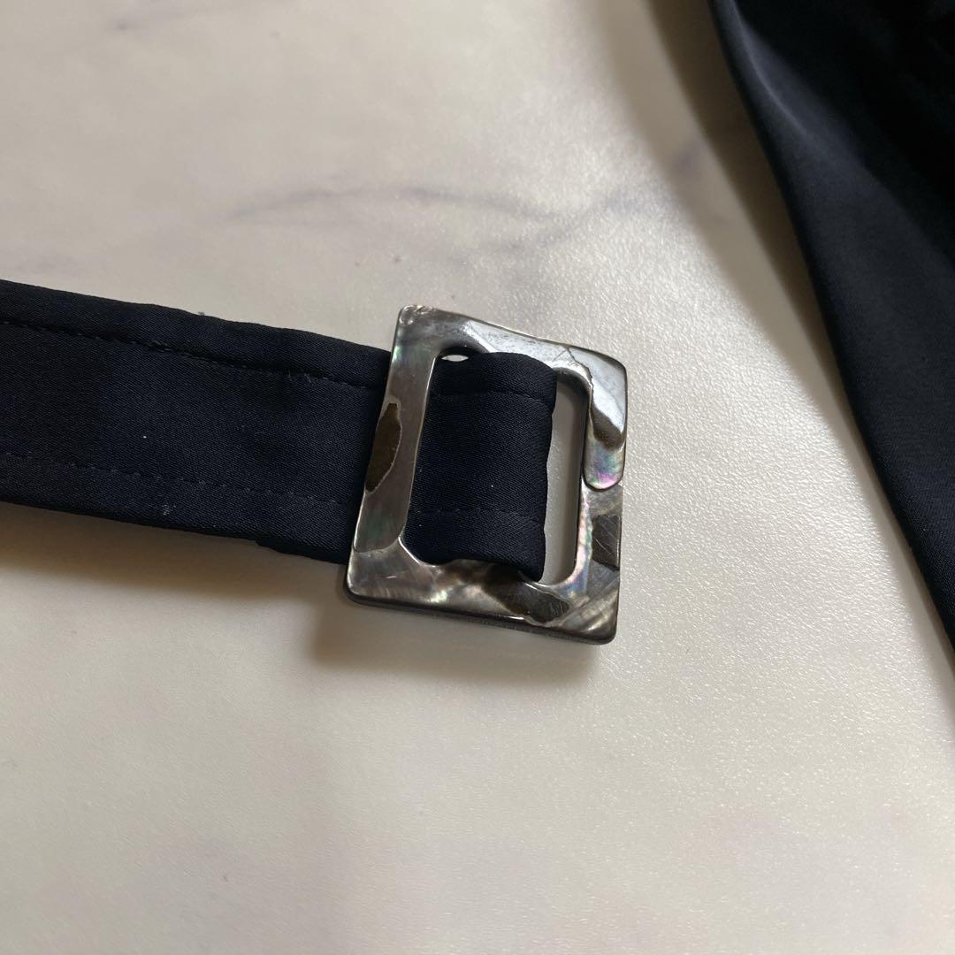 美品✨ラルフローレン シルク90 シャツワンピース シェルバックル 黒 M 9