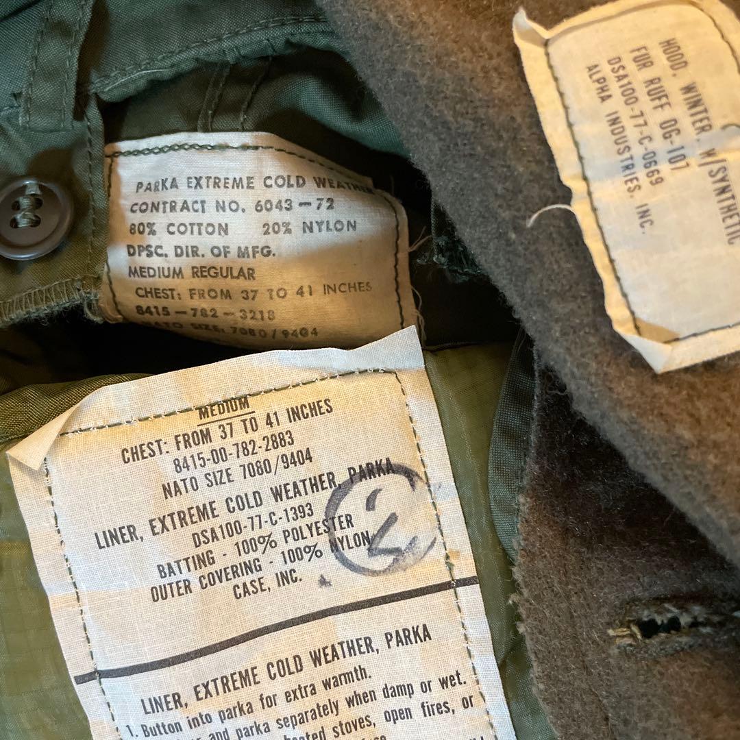 70's 米軍実物 m-65 m65 黒ジップ　フルセット　表記M 実寸XS以下