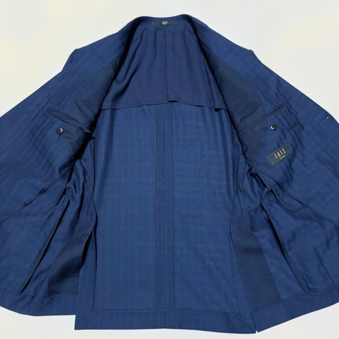 極美品✨ DAKS 紺ブレザー 銀ボタン ネイビー シャドーチェック 背抜き