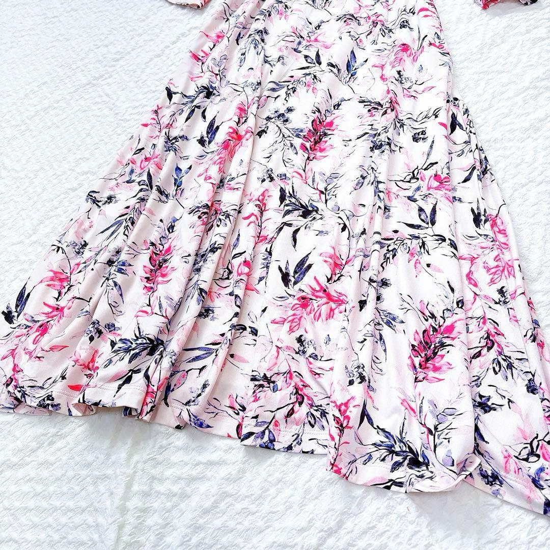 美品✨定価4.8万kay me ピンクラベンダー　カシュクールワンピース　花柄