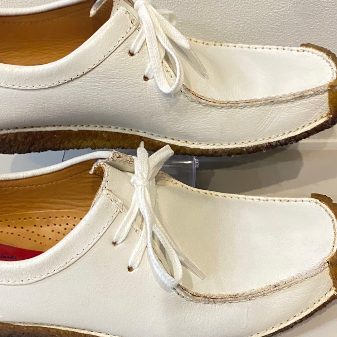 【極美品】Clarks クラークス ナタリー レースアップ レザー 白 25.0