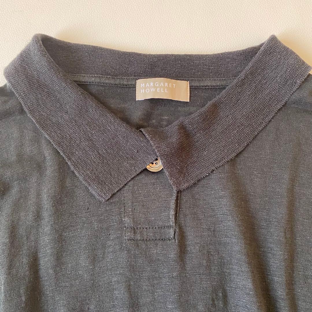 【美品】マーガレットハウエル　ポロシャツ　LINEN STRIPE JERSEY