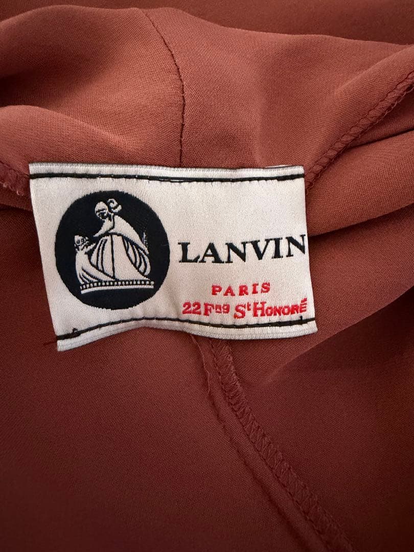 LANVIN レッドブラウン シルクワンピース 半袖