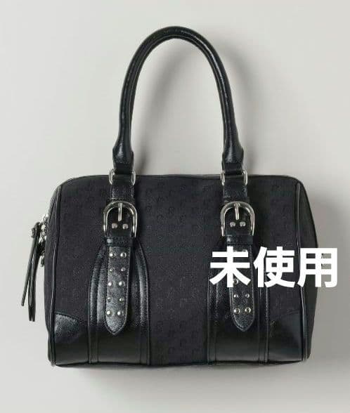 未使用 ジーナシススタッズジャガードモノグラムボストン ブラック