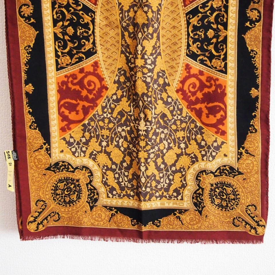 ETRO エトロ ストール イタリア製 ウール シルク 136×42cm