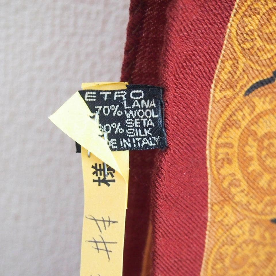 ETRO エトロ ストール イタリア製 ウール シルク 136×42cm