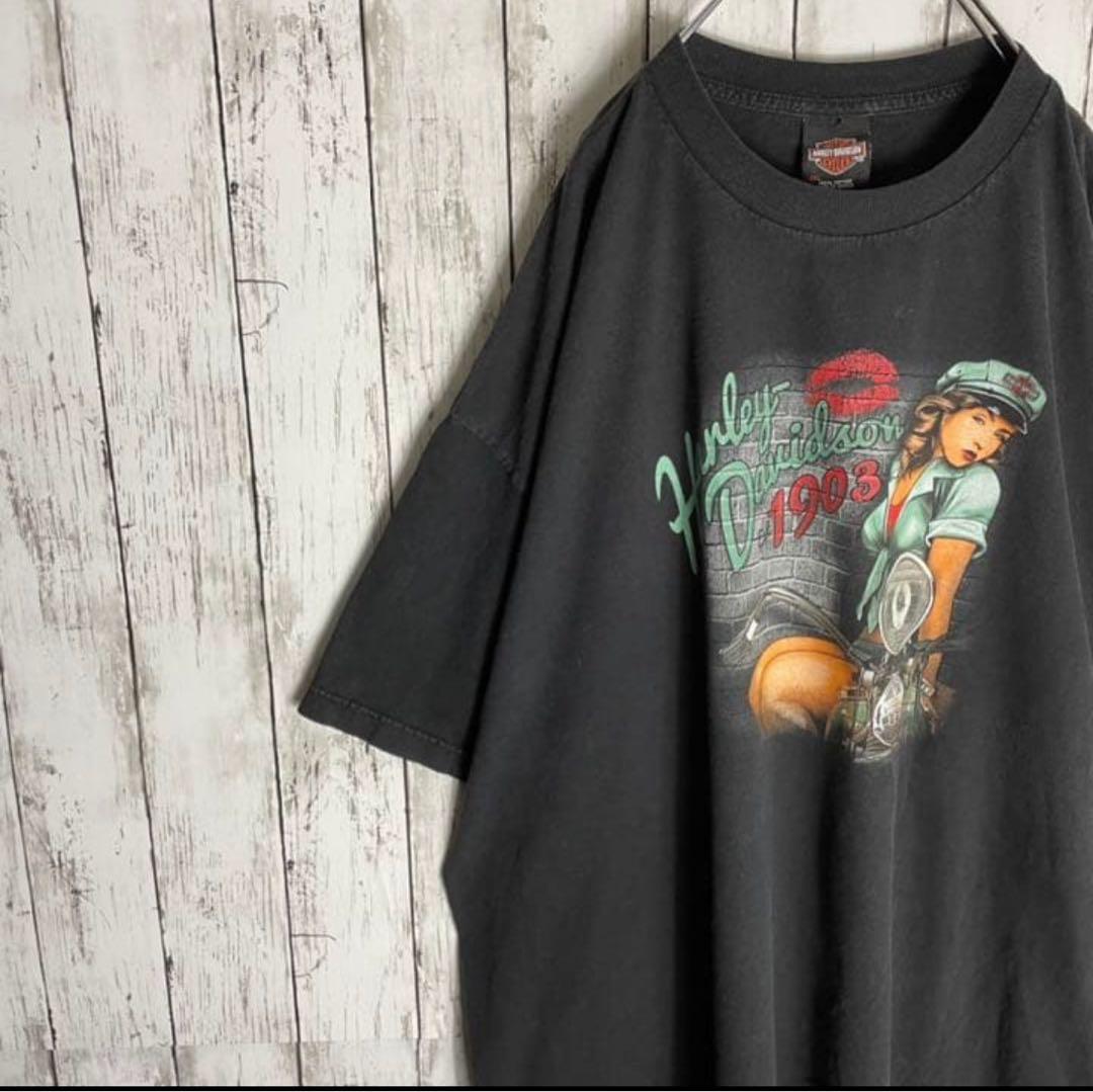 激レア【ハーレーダビッドソン】tシャツ セクシーガール イーグル 3XL 古着