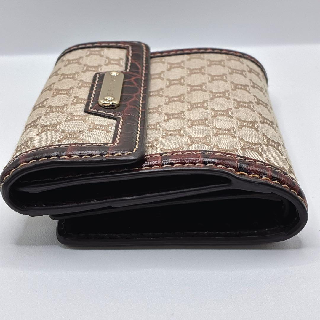 希少・美品⭐️CELINE セリーヌ　二つ折り財布　トリオンフ　クロコ　Wホック