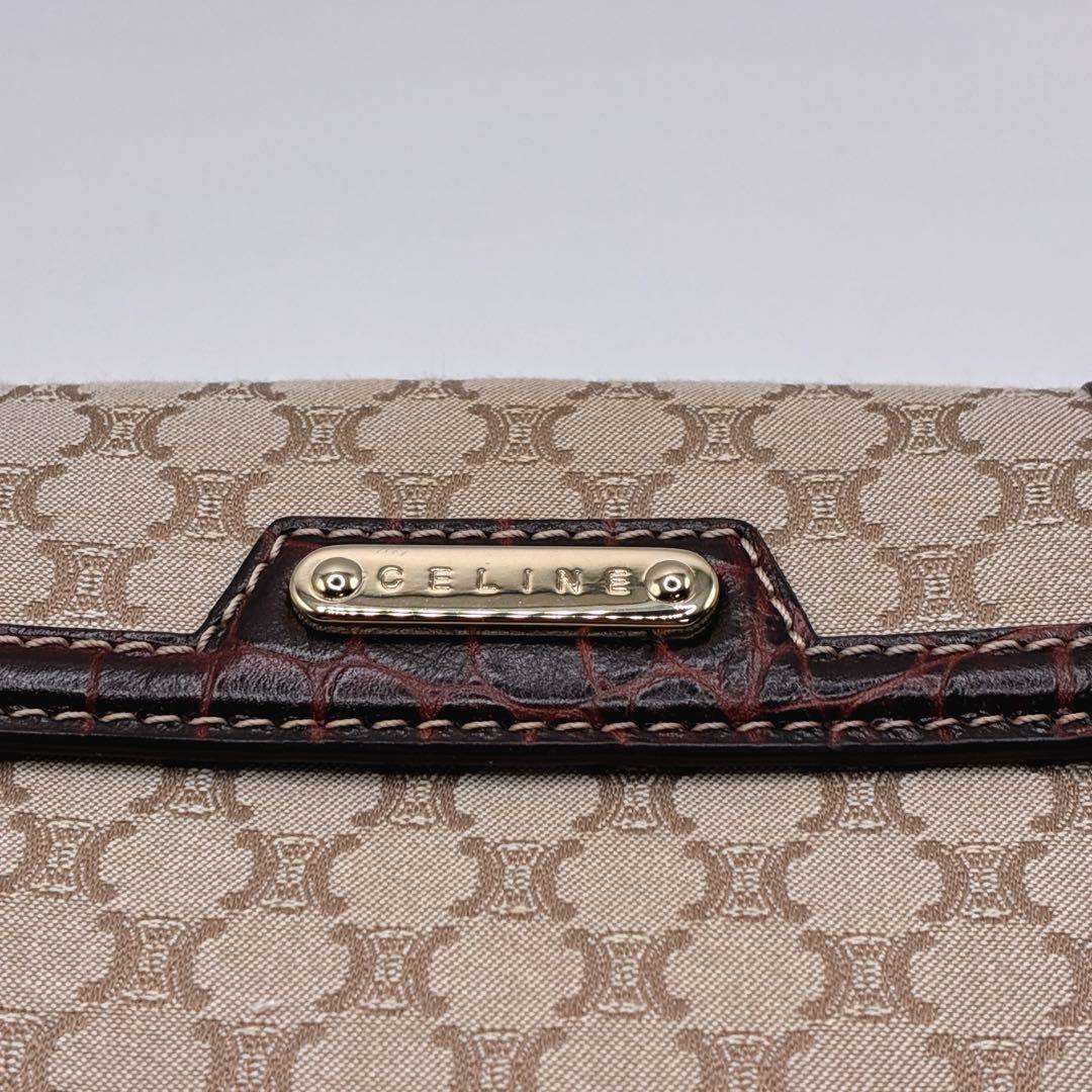 希少・美品⭐️CELINE セリーヌ　二つ折り財布　トリオンフ　クロコ　Wホック