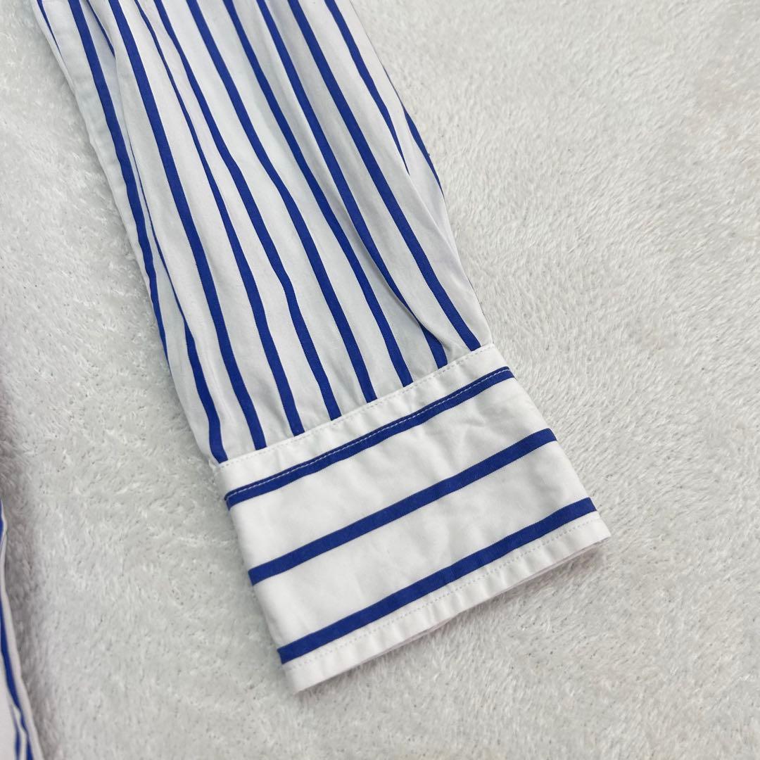 美品✨ポロラルフローレン　刺繍ロゴ　ストライプ　フレア　シャツワンピース　4