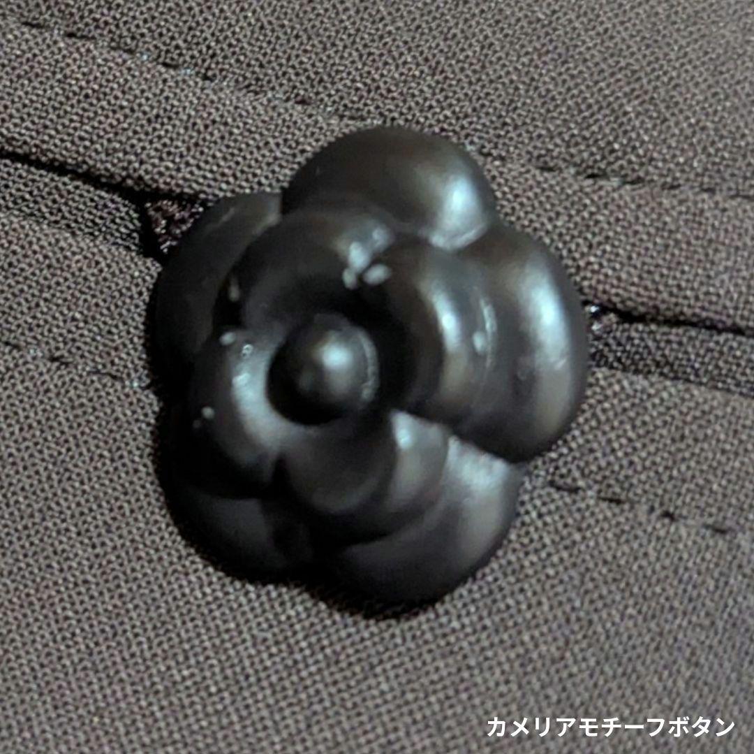 極美品 ルネ 白襟ワンピース 膝丈 カメリアボタン 36 ダークブラウン 上品