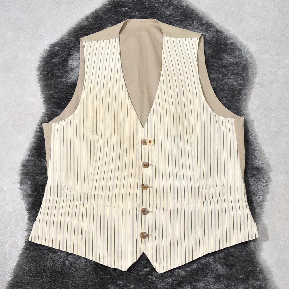 イタリア製 ラルディーニ LARDINI シルク ベスト ジレ 46 ベージュ