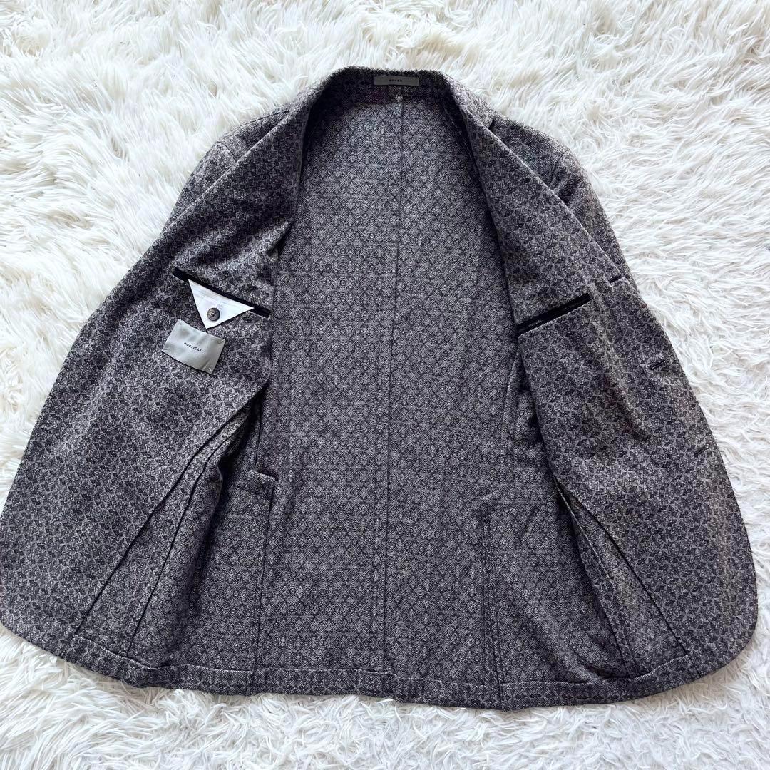 <極美品>BOGLIOLI dover 総柄 ブラウン ウール ジャケット 46