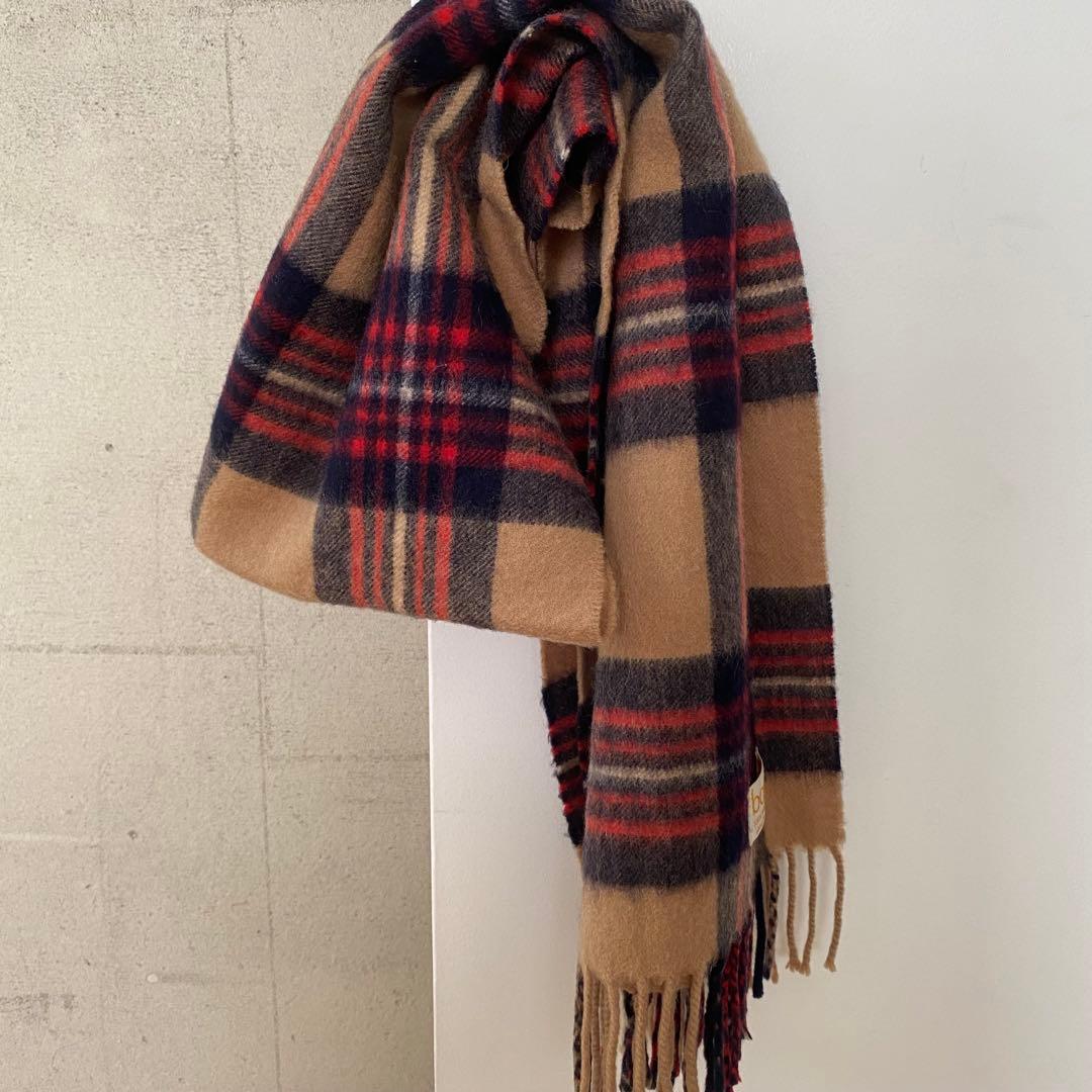 美品　スコットランド製　カシミヤ 100% チェック柄　マフラー　ベージュ