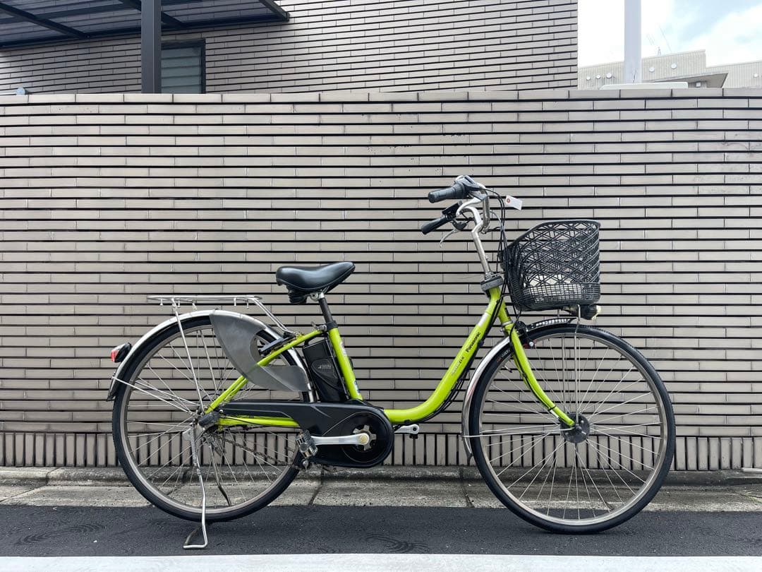 パナソニック電動アシスト自転車 ライムグリーン バスケット付き26CPXL06