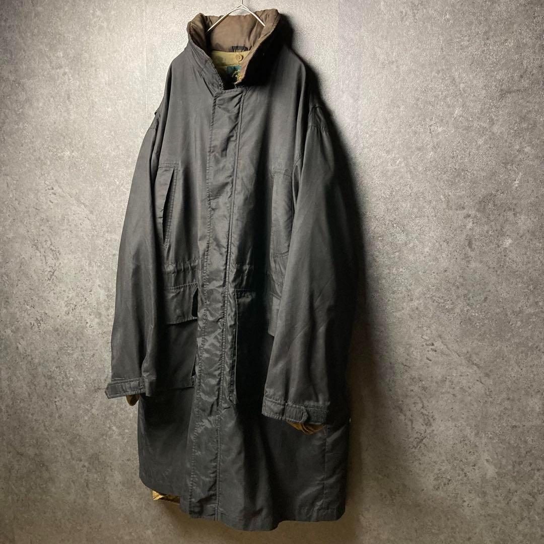 vintage モッズコート　マキシ丈　ブラック　無地　ライナー付　古着
