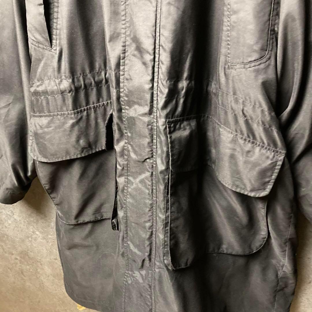 vintage モッズコート　マキシ丈　ブラック　無地　ライナー付　古着