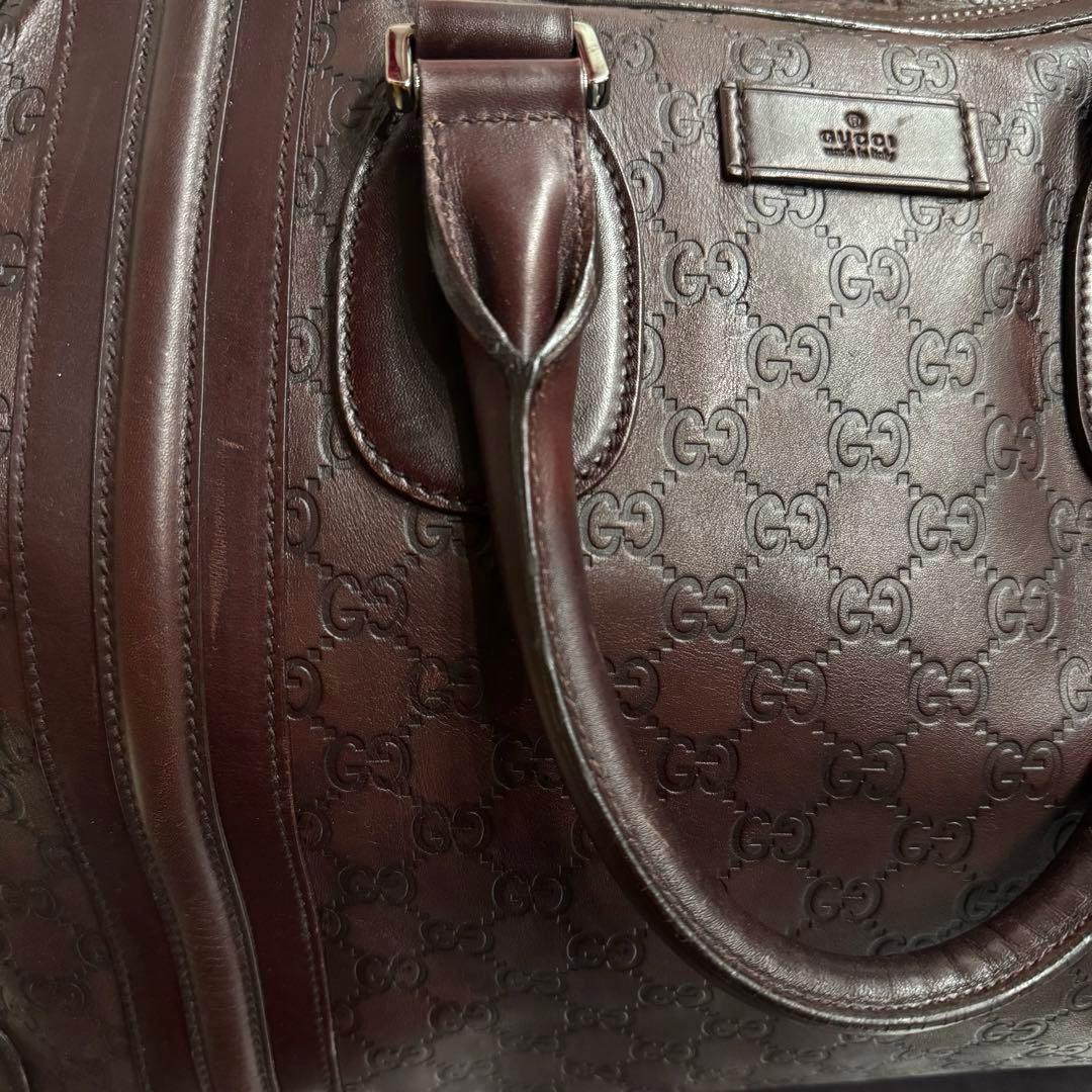 レア美品✧GUCCI ボストンバッグ 本革オールシマレザー 大容量34L鍵付