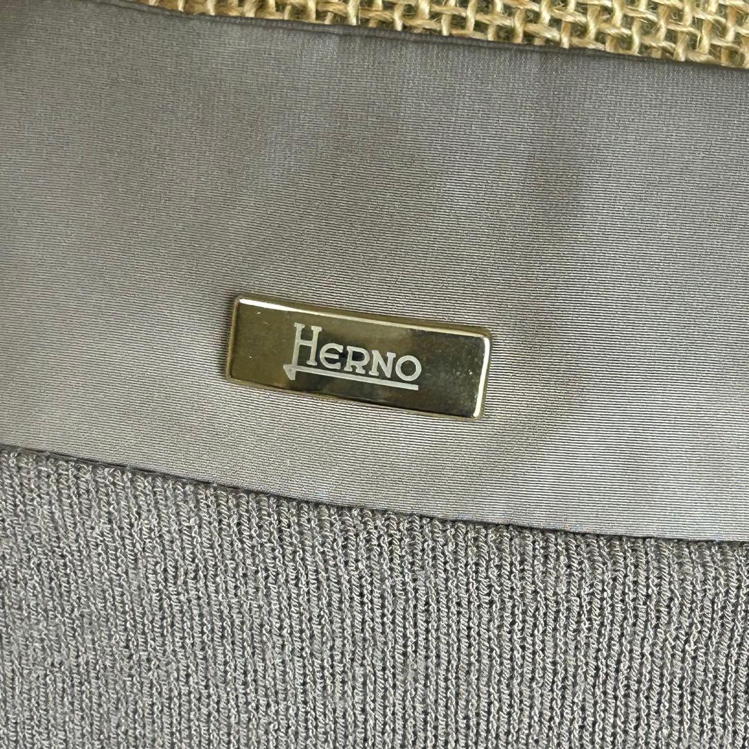 【HERNO】フルジップニット切替えワンピース　イタリア製　パープル系　44