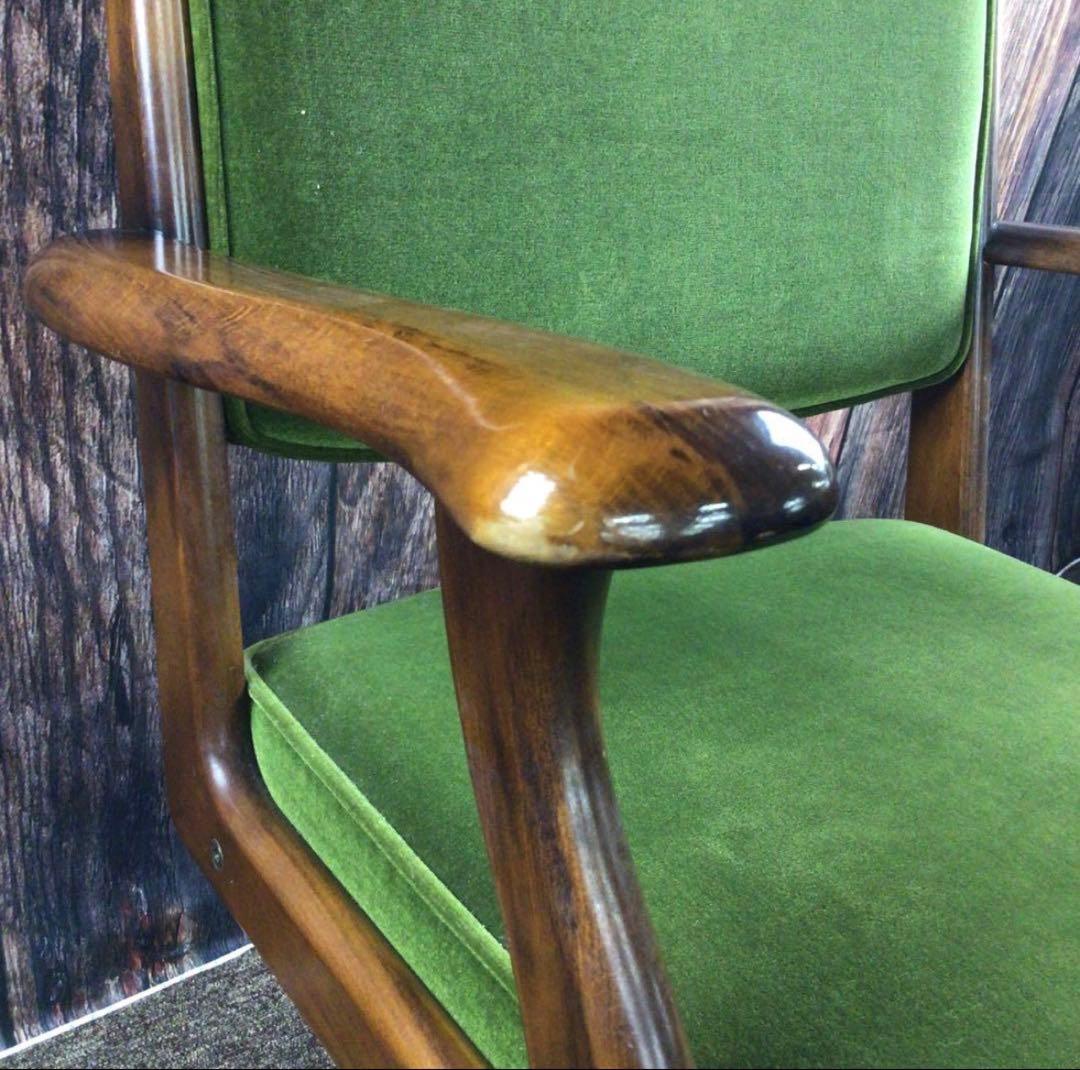 【美品】カリモク コロニアル デスクチェア モスグリーン オールドカリモク