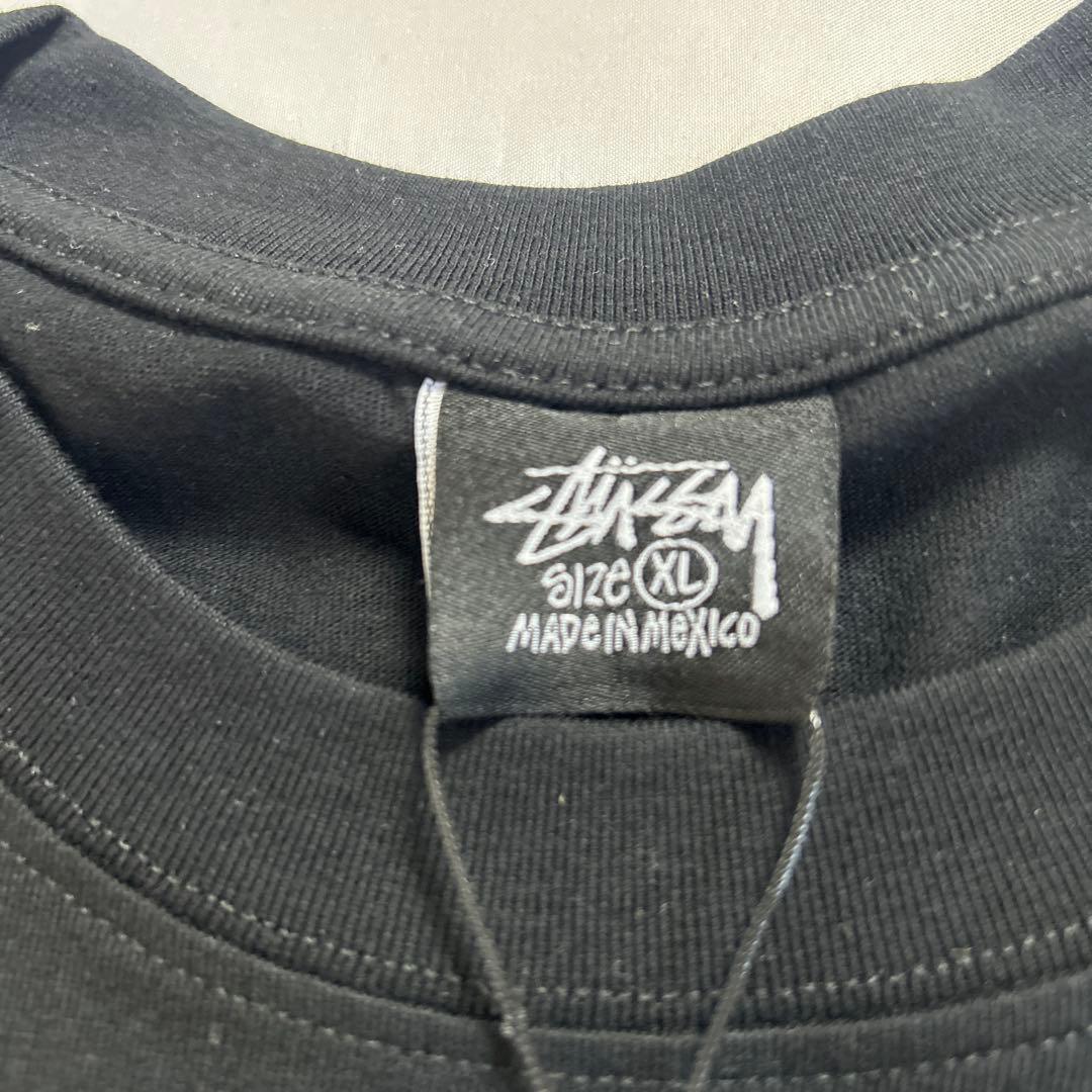 STUSSY Tシャツ XLバックプリント ネコ 人気デザイン 黒タグ付き